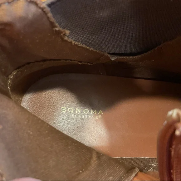 BROWN SHOE BOOTS SZ 9 SONOMA SHOOTIES LOW HEEL NWOT COGNAC WESTERN ZIP UP - Picture 9 of 10